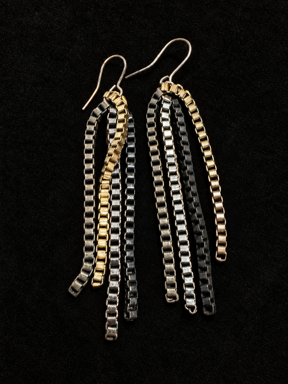 ⚜️ Multi-Strand Box Chain Tassel Earrings | Mixed Metal | French Wire 💗